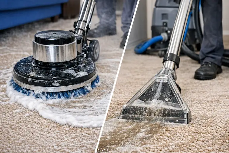 Deep carpet cleaning with machine scrubbing and extraction in Delhi β for heavily soiled carpets